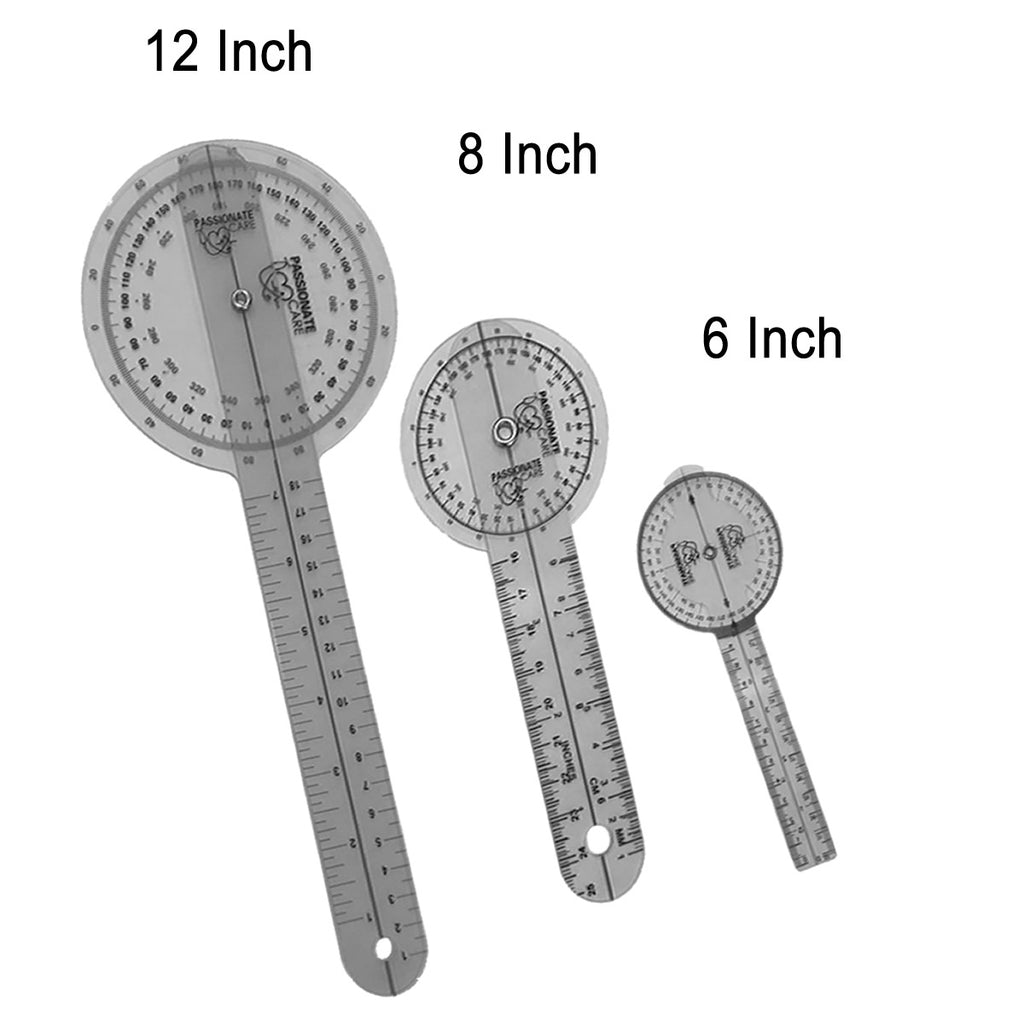 Goniometer Complete Set W/ Bonus Reflex Hammer Including 12 ,8 ,6 Inches Goni's Plus TWO Bonus Measuring Tapes. Phyisical Therapy and Occupational Therapy Tools. Ideal For Clinical or Home Rehab