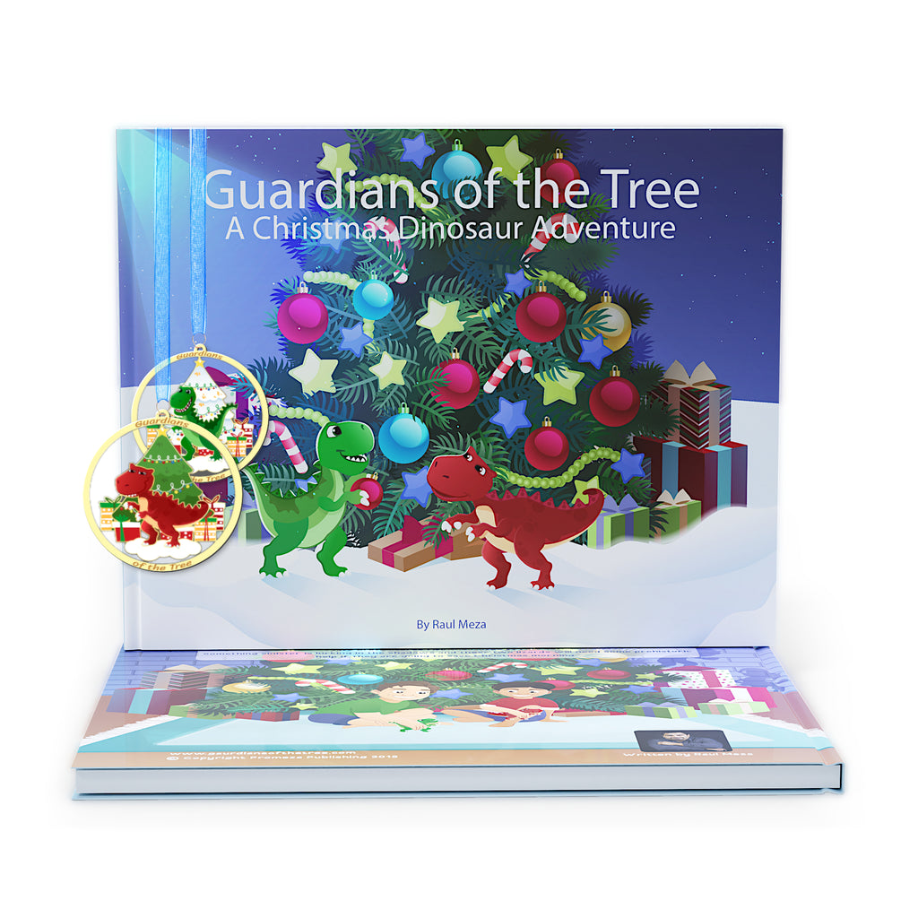Christmas Book With Set of Two Dinosaur Ornaments